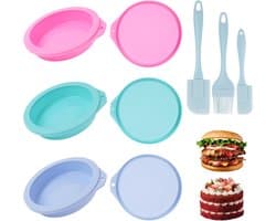 6 stuks eierpannen voor heteluchtfriteuse, bakvorm, siliconen, rond, eiervorm, voor ontbijt, sandwiches, cupcakes, roze, blauw, groen