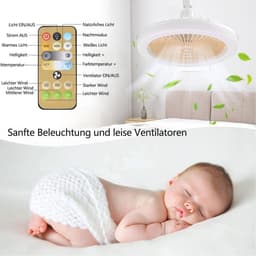 Plafondlamp met Ventilator, E27 Kroonluchter met Afstandsbediening — thumbnail 3