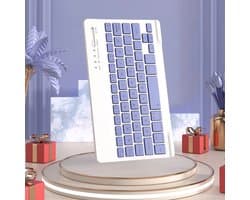 Premium Draadloos Toetsenbord Met Muis - QWERTY - Ergonomisch - Geschikt Voor Tablet, Ipad, Telefoon, Laptop - Kleur PAARS - BLAUW