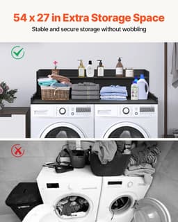 Milova Wasmachine- en droger aanrecht - Washok - Organizer - Aanrechtblad voor op wasmachine en droger - Hout — thumbnail 2