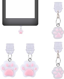 USB C Dust Plug Charm - Anti Dust Cover - Schattig Design - Cat Paw Motief - Oplaadpoort Bescherming - Compatibel met Kindle - Type-C Apparaten - Roze Kleur - Released na 2021. — thumbnail 1