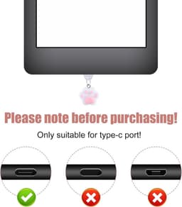 USB C Dust Plug Charm - Anti Dust Cover - Schattig Design - Cat Paw Motief - Oplaadpoort Bescherming - Compatibel met Kindle - Type-C Apparaten - Roze Kleur - Released na 2021. — thumbnail 3