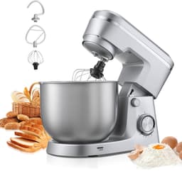 Keukenmachine - Staande Mixer - Krachtige 1500W Motor - Roestvrijstalen Mengkom 5,7 L - 10 Snelheden - Kantelbare Kop - Inclusief Deeghaak, Klopper en Garde — thumbnail 1