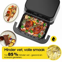 Dewelling DUAF-LR-100A - 11L Dual Zone Heteluchtfriteuse Met Uitneembare Scheidingswand - 2950W Airfryer Met Kijkvenster — thumbnail 4