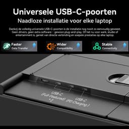 Blackview DCM6 14" Dubbele Draagbare Monitor – Extra Laptopscherm 13-17.3" – Uitbreidingsscherm – Dual Screen – IPS Full HD – Plug & Play – 3x USB-C – Inclusief Kabels & Beschermhoes – Grijs — thumbnail 10
