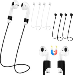 4 stuks Magnetisch anti-verlieskoord voor Bluetooth-oortjes - Supersterke magneet - Anti-verlieskoord voor Bluetooth-oortjes - Siliconen sportkoord - 70 cm × 1 cm × 0,5 cm - Geschikt voor sport en woon-werkverkeer - Zwart, wit — thumbnail 1