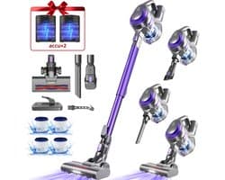 Hiaonyx Steelstofzuiger Draadloos, 42000Pa, Tot 50 minuten werking, Met 2 verwisselbare accu’s, 1,6L stofcontainer, Geschikt voor huisdierenharen en tapijt, Paars