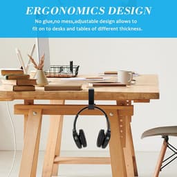 Verstelbare Koptelefoonhouder met Klem voor Onder Bureau - Roteerbare Headset Standaard Zwart — thumbnail 2