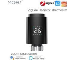 Moes - Zigbee 3.0 - Slimme radiatorknop - Thermostaatknop 1 stuks - Zwart - Werkt alleen met ZigBee router
