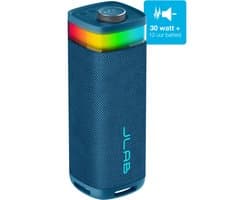JLab Jbuds Bluetooth Speaker Draadloos - Draagbare Muziekbox - 12 uur Batterijduur - 30 Watt - Bass Boost - IPX6 Waterproof - Multipairing - Instelbare Party Lights - App Equalizer - Blauw