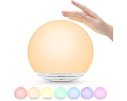 Nachtlampje voor kinderen, USB-oplaadbaar bedlampje, nachtlampje voor baby's met traploos dimbaar warm licht en 7-kleuren licht, aanraakschakelaar voor in de slaapkamer en timer.