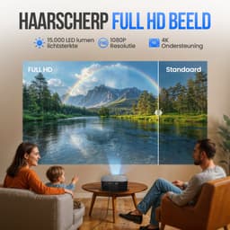 Strex Beamer - Smart 1080P Full HD Projector - 4K Ondersteuning - WiFi & Bluetooth - Ingebouwde Speakers - Draagbare Mini Beamer Thuisbioscoop - WhaleOS - Inclusief Opbergtas & Projectiescherm — thumbnail 4