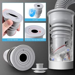 Ynkkvre - wasmachine slangafdichting set - 2-delige - grijze anti-geur afvoerbuis plug - deodorant afdichtingsstop voor keuken en huishouden — thumbnail 2