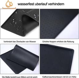 1 stuk - koffiemachinemat - placemat voor huisdieren - airfryer isolatiemat - siliconen isolatiemat - antislip droogmat - antislip - waterdicht en geïsoleerd - zwart - 48x30cm - geschikt voor airfryer, koffiemachine, sapcentrifuge — thumbnail 3