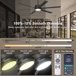 Grote Industriële Plafondventilator met Licht en Afstandsbediening — thumbnail 1