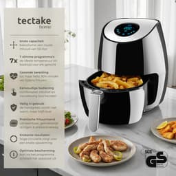 tectake® Airfryer - Heteluchtfriteuse, Airfryer, Touchscreen Display, div. Programma's, Airfryer Zonder Vet en Olie, Vaatwasmachinebestendig, Met Accessoires Receptenboekje (HF-568TS Mitch) — thumbnail 2