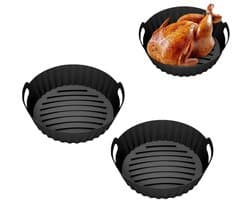 Vierkante bakvorm voor airfryer - Siliconen bakvorm - Gezond frituren - Energiebesparend keukenapparaat - Maak gemakkelijk knapperig eten - Geschikt voor groenten, vlees en snacks - Gemakkelijk schoon te maken - Set van 2 stuks 20,5 × 20,5 × 5 cm
