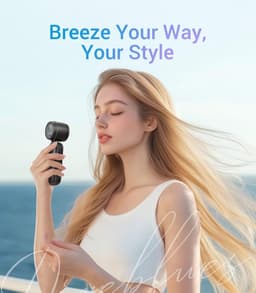 Draagbare Handventilator met LED-display, 2000 mAh Accu, 5 Windsterktes voor Reizen en Outdoor Activiteiten — thumbnail 4