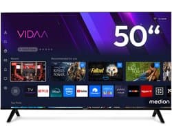 MEDION 125,7 cm (50″) QLED Ultra HD TV (Smart-TV, 4K, Dolby Vision HDR, VIDAA Store, Prime Video, Disney+, DAZN, Paramount+, Dolby Atmos, HbbTV, PVR, Bluetooth, MD 850601)