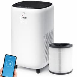 Zenvo Luxe Luchtreiniger met Wifi & App – HEPA 13 Filter – 360 m³/u – Tegen Allergie, Hooikoorts & Huisstofmijt – Air Purifier – Wit — thumbnail 1