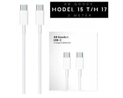 AB Goods USB-C naar USB-C 2 Meter Kabel - 2Meter USB-C Oplaadkabel - Compatibel met USB-C Smartphone's