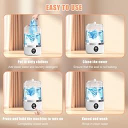 Mini wasmachine - Wasmachine - Draagbare wasmachine - Wasmachines - Mini-wasmachine - Draadloze wasmachine - Met USB-aansluiting - Ruimtebesparend - Lichtgewicht - Voor kamperen - Voor studentenkamers - Geschikt voor backpackers - Voor thuis — thumbnail 4