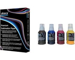 Sublimatie-inkt set met sublimatiebladen A4 voor EcoTank en WF printers