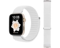 Stravo Nylon Horlogebandje met Klittenband – Geschikt voor Huawei Watch Fit 4 Pro / Watch Fit 4 / Watch Fit 3 – Geweven Smartwatch Bandje – Wit