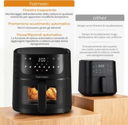 Luchtfriteuse 4 liter - 8 voorkeuzes bakken roosteren grillen - digitale touchscreen - kijkvenster - shake-herinnering - 78 recepten - geschikt voor 4-8 personen - gemakkelijk schoonmaken antiaanbaklaag — thumbnail 6