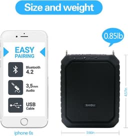 MELVRA Bluetooth Spraakversterker - Draagbare Microfoon met Headset - 18W - 4400mAh Accu - 12 Uur Speeltijd - Waterbestendig - Stemversterker voor Leraren & Gidsen - Binnen/Buiten — thumbnail 3
