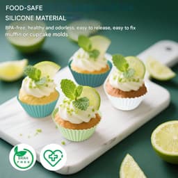 Taartvormpjes - 6,5*6,5*3 cm - Set van 24 - Siliconen taartvormpjes - Bakvormen - Antiaanbaklaag - Geschikt voor het maken van muffins, taarten, gebak en pudding - Herbruikbare muffinvormpjes - Geschikt voor ovens en airfryers - Roosvormig — thumbnail 2