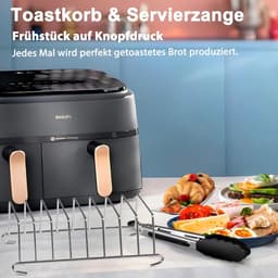 Accessoires Heteluchtfriteuse Gescht voor Philips Airfryer 3000-5000 Serie 9L, Opvouwbare Siliconenvorm Herbruikbare Ovenschaal voor Philips Dual Basket Airfryer NA350/NA550 9L — thumbnail 4