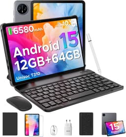 DOOGEE TAB A9 VIP - Tablet - 9 GB RAM + 64 GB ROM (2TB/TF) - 10,1" HD IPS - Android 15 - 6580 mAh - 5G WiFi - Face ID - met toetsenbord en stylus - dubbele luidspreker - Grijs — thumbnail 1