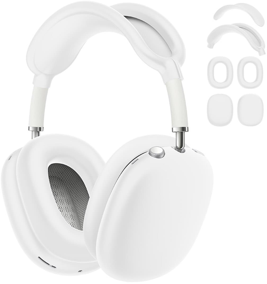 Shieldcase Beschermset geschikt voor Apple Airpods Max 1/2 - Siliconen covers / bescherming - 4 delige set - Hoofdband cover - Oorkap Beschermers & Reishoes - 4 in 1 set - Wit — afbeelding 1