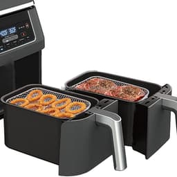 Airfryer Rek - 3 stuks gelaagde dehydrator rekken - RVS grillrek Rechthoekige - airfryer grillrooster - met clip en verhoogde voetjes - Geschikt voor Ninja Dual Airfryer — thumbnail 4
