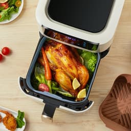 Herbruikbare vierkante siliconen binnenbak voor de airfryer, antiaanbaklaag siliconen mandje, gemakkelijk schoon te maken, geschikt voor bakplaten van 5-6,5 liter (ca. 15,7 liter), airfryeraccessoire van 21,9 cm (ca. 8,6 inch) grijs. — thumbnail 2