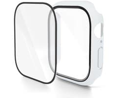 Screenprotector case - geschikt voor Apple Watch 10 / 11 46mm - full cover hoesje - gehard glas - 46 mm - volledige bescherming - wit