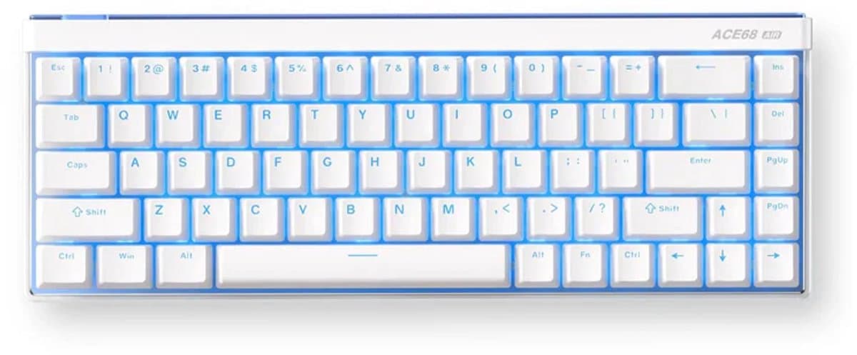 MCHOSE Ace 68 Air - Hall Effect - Magnetische Switch - Aluminium Behuizing - Gaming Keyboard - Mount Tai Switch - 65% Layout - Cherry Profile - RGB Backlight - PBT Shine Through - Snow White — afbeelding 1
