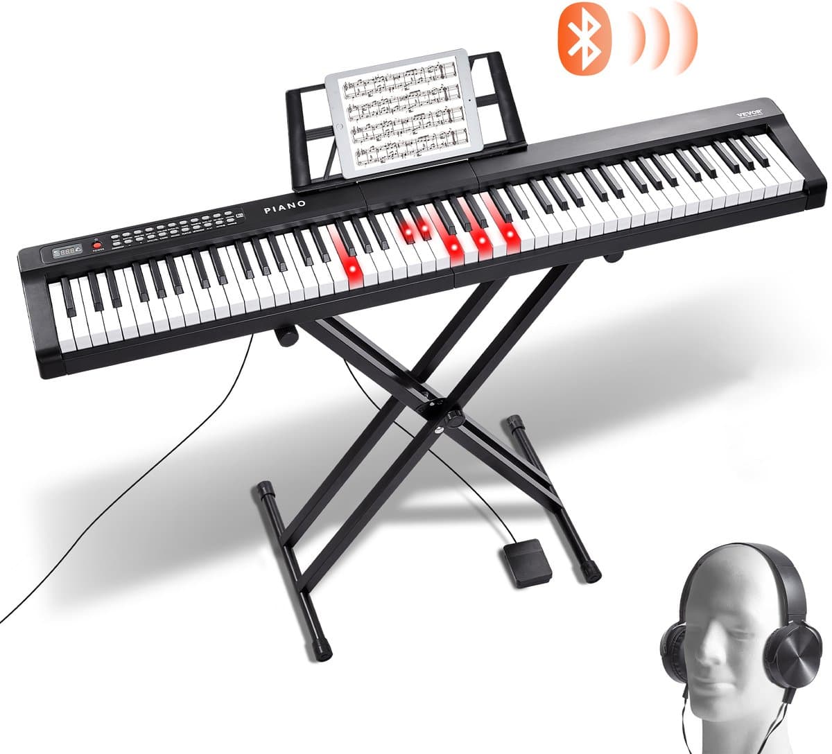 VEVOR Digitaal Toetsenbord met 88 Toetsen, 1000 Ritmes, Elektrische Piano, Piano met Standaard — afbeelding 1