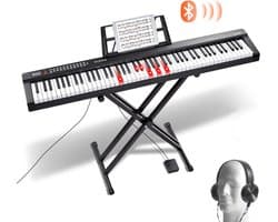 VEVOR Digitaal Toetsenbord met 88 Toetsen, 1000 Ritmes, Elektrische Piano, Piano met Standaard