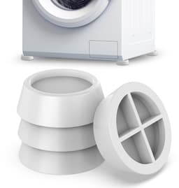 4 stuks - Trillingsdempers Wasmachine - Trillingsmat - Wasmachine dempers - Voetjes Droger - Demper - Anti Trillingsmat - Extra Dik - Wasmachine Verhoger - Pads - Anti Vibratie - Antislip Rubber - Voor Drogers, Vaatwassers, Antislip Voetjes - Wit — thumbnail 1