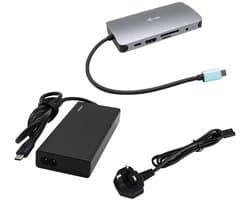 i-Tec - USB-C Metal Nano Dock - HDMI/VGA met LAN - 77W Oplader – Aluminium – 100W Power Delivery – Universeel Docking Station
