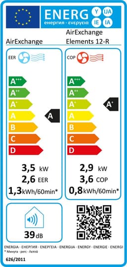 AirExchange Elements 12-R Monoblock Warmtepomp Airconditioning Zwart | Energiezuinig koelen, verwarmen, ontvochtigen en reinigen | Zonder Buitenunit | 80m² (12.000btu) — thumbnail 2