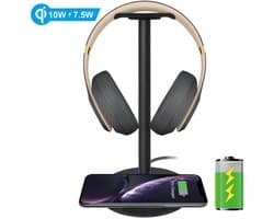 Z4 – Snel Qi Draadloos Opladen Koptelefoonhouder | Universele Hoofdtelefoonstandaard voor Gaming & Kantoor
