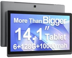 MESWAO B1 Tablet - 14,1 inch 1920*1080 IPS-scherm - MTK6769 8 Cores - 6 GB RAM 128 GB ROM - Android 13 - 13MP + 5MP camera - 10000 mAh batterij - Grijs