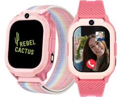 Rebel Cactus SKY (Roze) - kindersmartwatch - GPS tracker - Whatsapp - (video) bellen - SOS/Geofence - Werkt wereldwijd - Gratis OuderApp - Batterij: 32uur - Alle wereldtalen