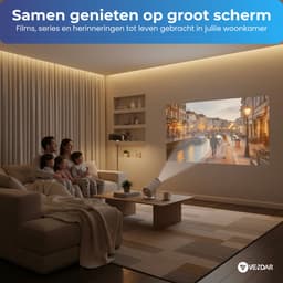 Vendar® YA350 Pro Mini Beamer 2025 – 350 ANSI Lumen – Inclusief HDMI Kabel - Smart Projector met 4K-ondersteuning – Geïntegreerd Android 14 – WiFi 6 & Bluetooth 5.4 – Voor iOS & Android – Thuisbioscoop – Wit — thumbnail 2