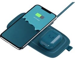 Fresh 'n Rebel - Double Qi Wireless Charging Pad + 30W Power adapter + 1,5m USB-C kabel - Base Duo - Petrol Blue