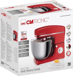 Clatronic KM 3765 kneedmachine, 1500 W, 8 snelheden, 10 liter roestvrijstalen kom voor max. 6-6,5 kg, spatdeksel met navulopening, rood — thumbnail 3