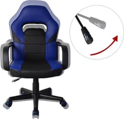 Gamestoel Thomas junior - bureaustoel gaming stijl - hoogte verstelbaar - zwart blauw — thumbnail 4